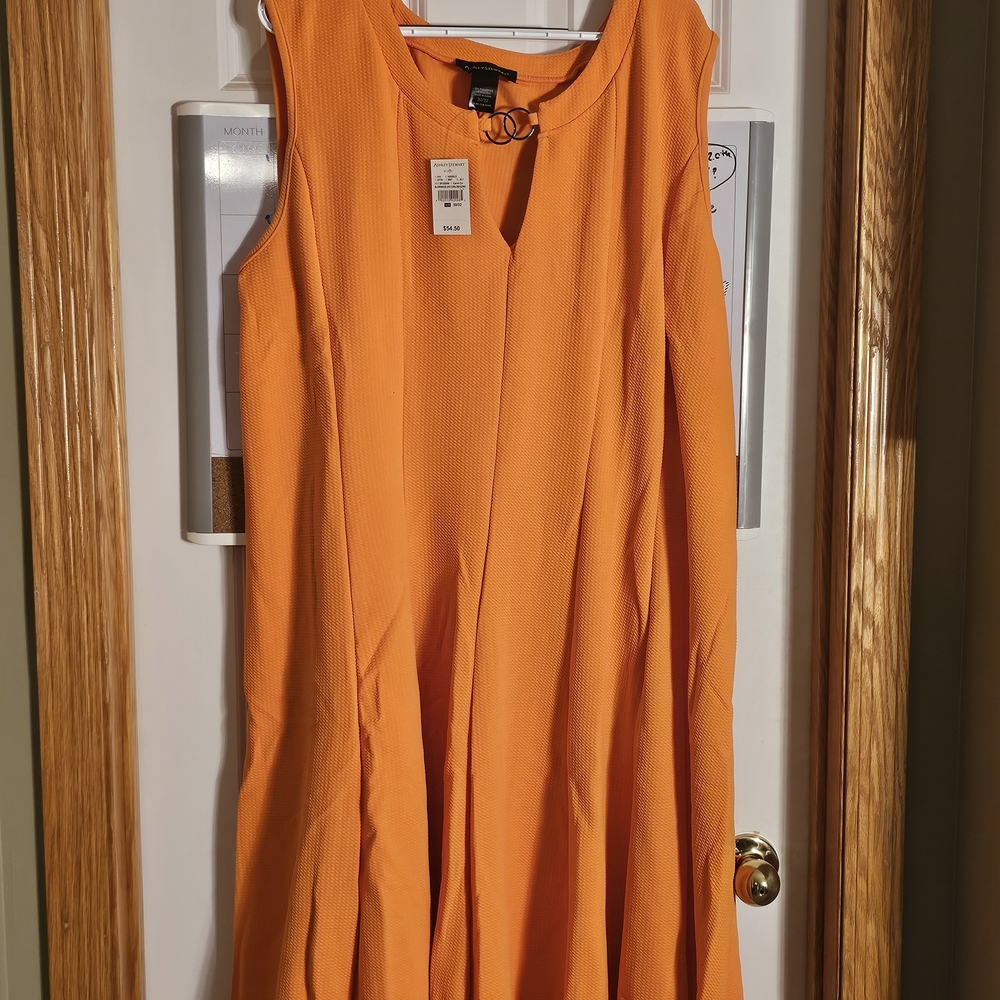 Ashley Stewart Vibrant Orange Midi Dress